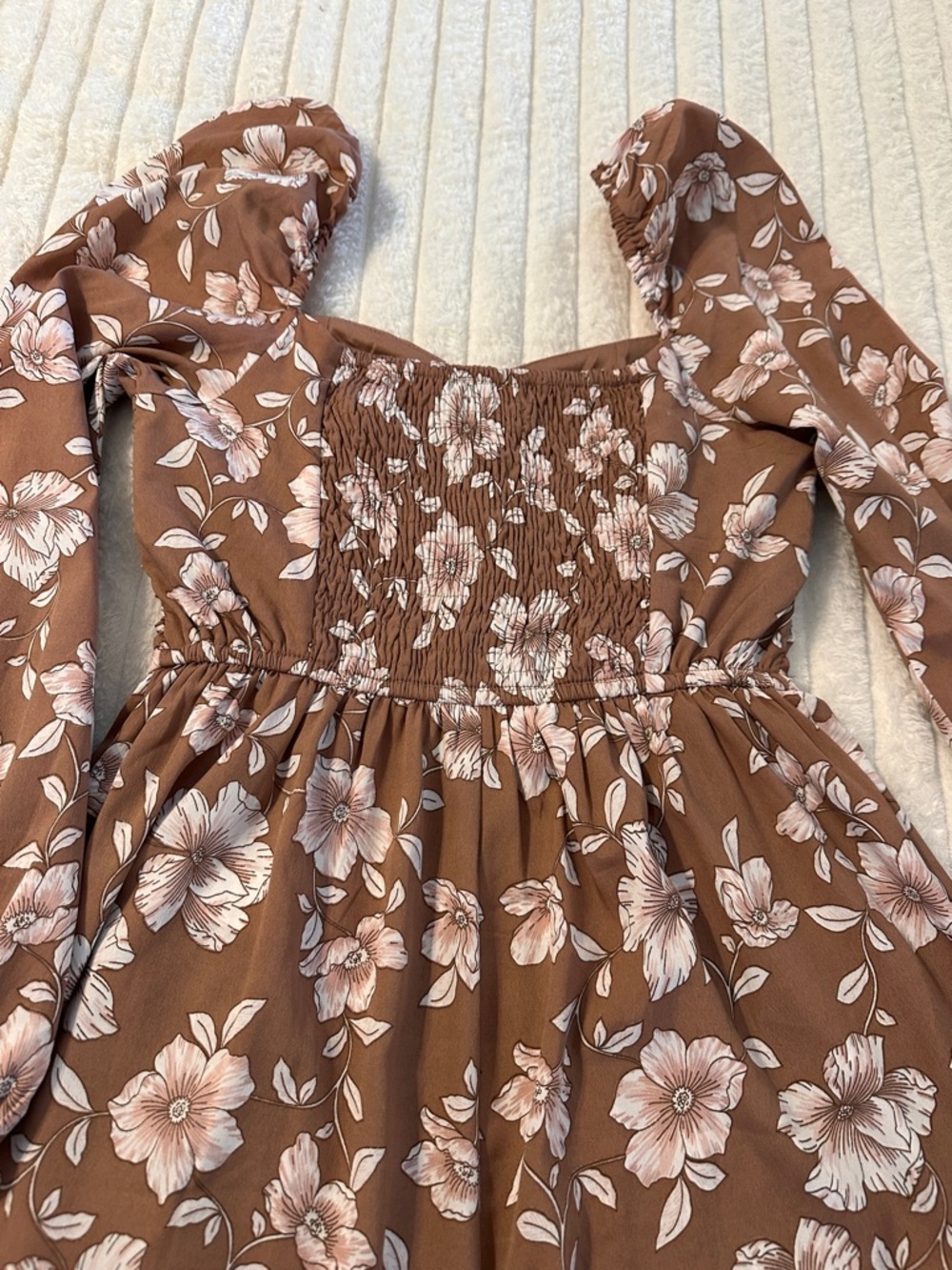 FREE PEOPLE Land of the Free Floral Sweetheart Midi Boho Dress in Rust Brown - Picture 6 of 9